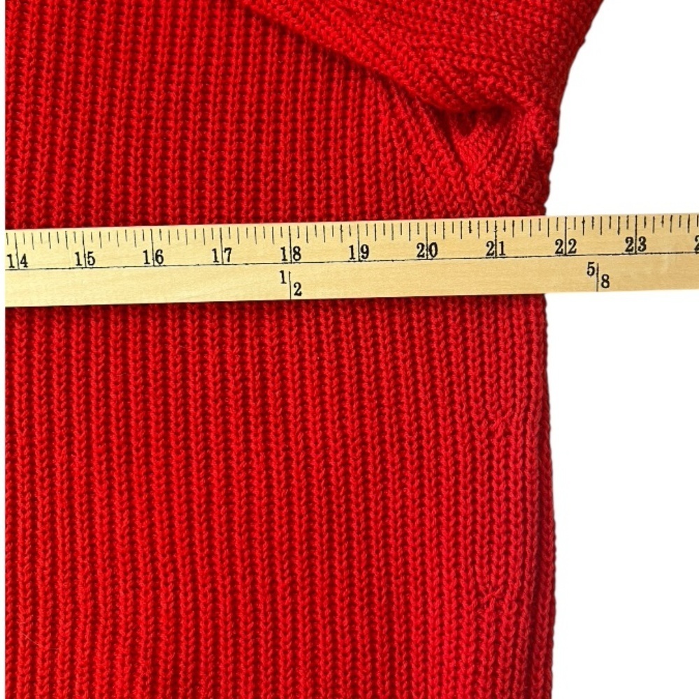 Express Oversized Red V Neck Long Sleeve Pullover Sweater Arm Stripes Size SP - Picture 6 of 7